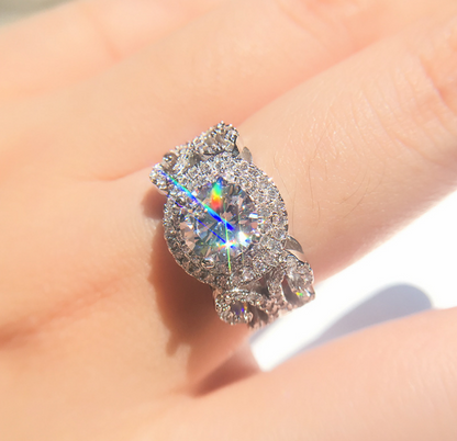 Anel feminino com zircônia, anel de noivado com diamante