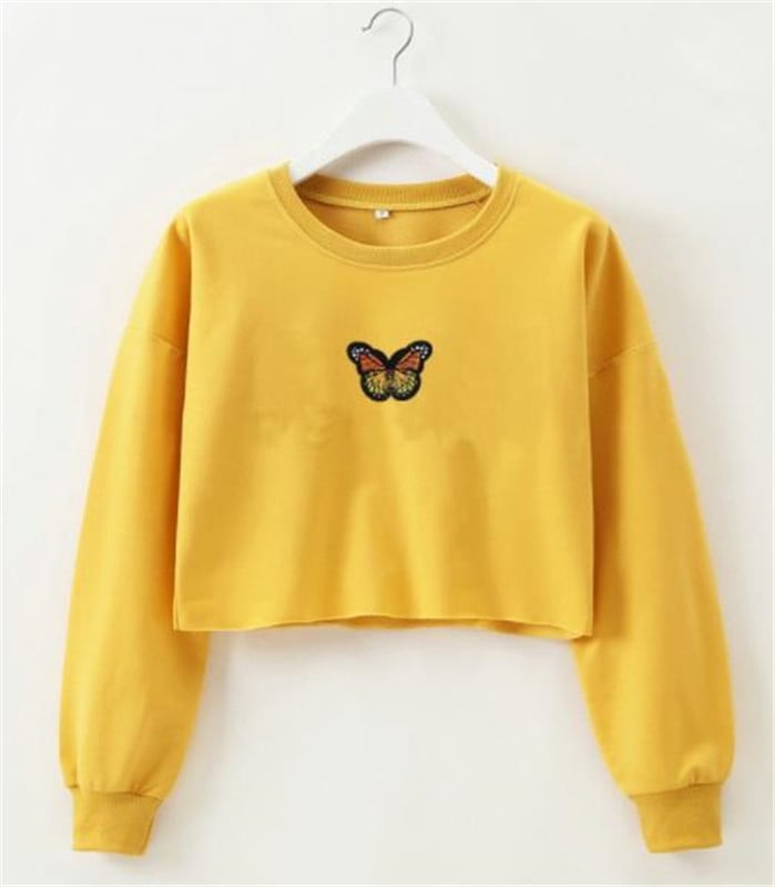 Sweatshirt com Bordado de Borboleta