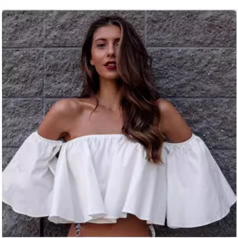 Top Chiffon Ombro a Descoberto com Design Envolvente
