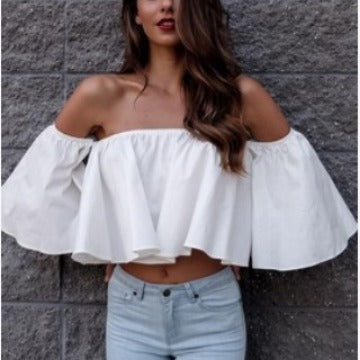 Top Chiffon Ombro a Descoberto com Design Envolvente