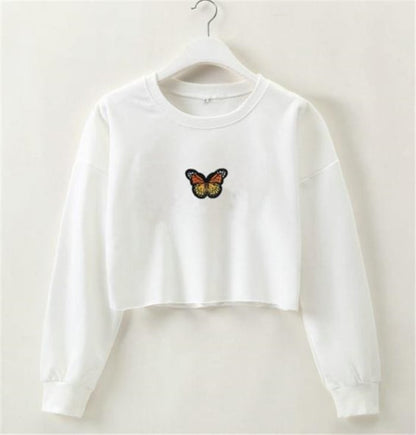 Sweatshirt com Bordado de Borboleta