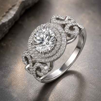 Anel feminino com zircônia, anel de noivado com diamante
