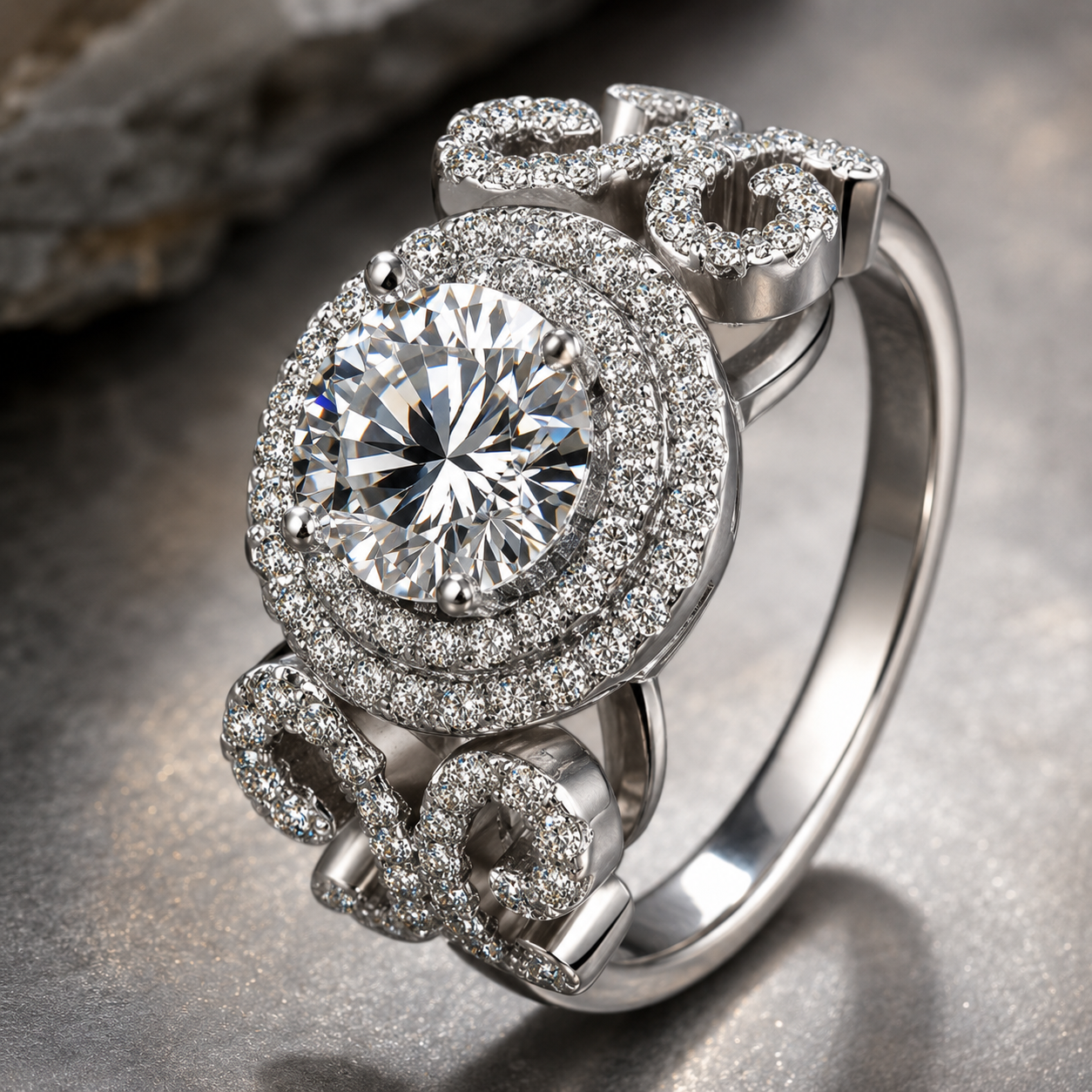 Anel feminino com zircônia, anel de noivado com diamante
